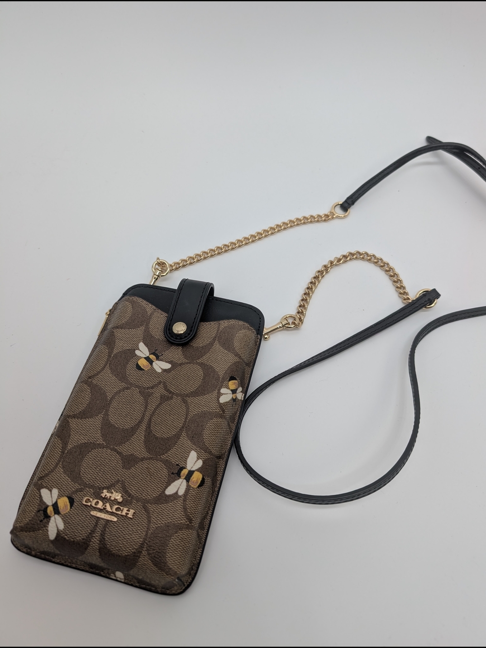 Coach Bee Print Crossbody Phone Wallet - Brown/Black